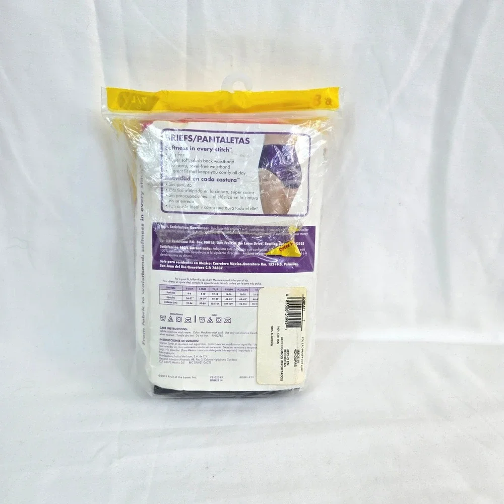Fruit of the Loom Womens Classic 100% Cotton Tagless Briefs 5pk 7/Large NEW